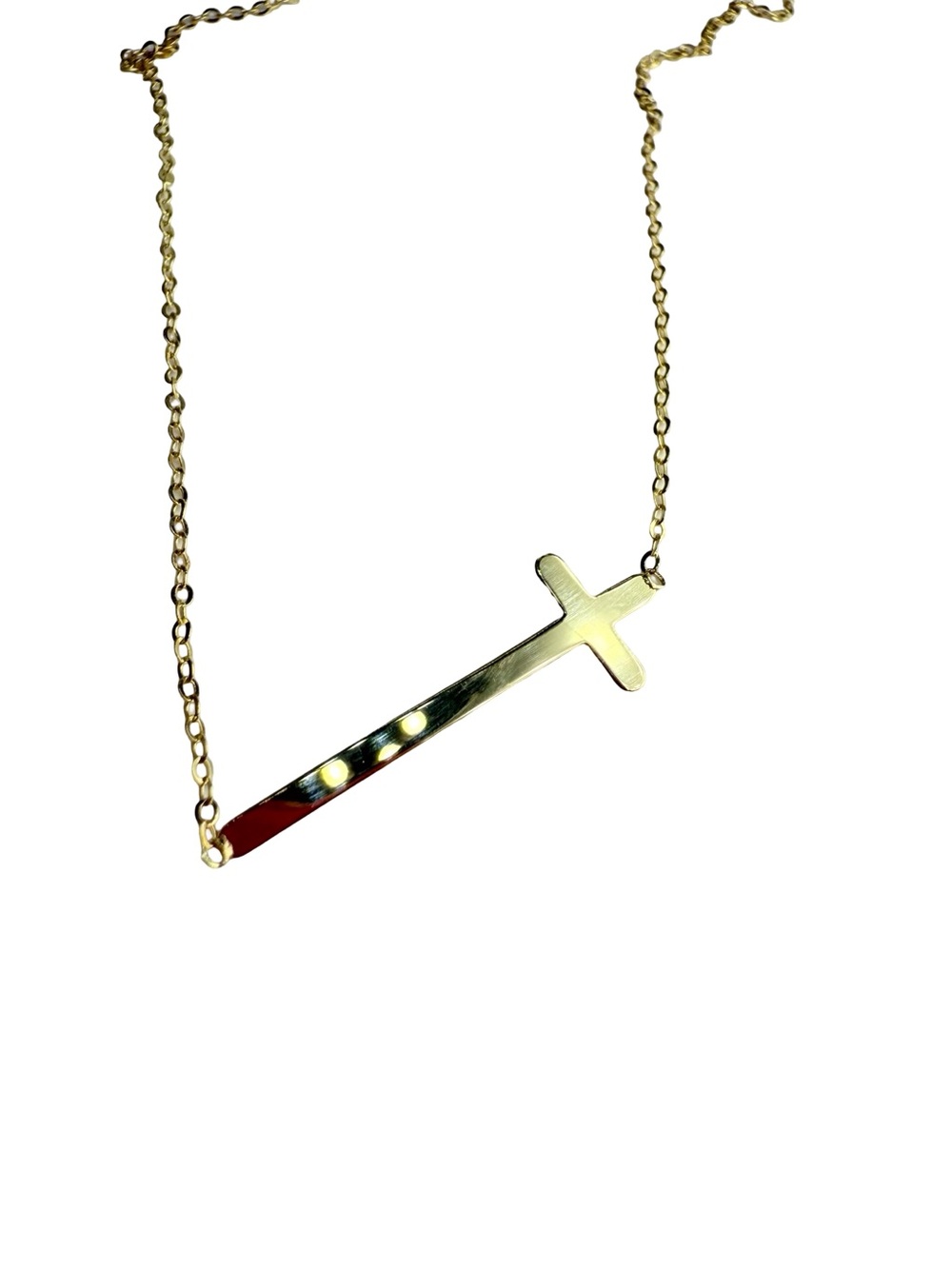 ✨ Stunning 14K Gold Sideways Cross Necklace ✨ - Picture 8 of 17
